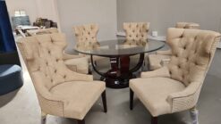 House & Haven Round Glass top 6 Seater Dining suite
