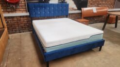 Blue Queen sleigh bed with mattress included