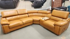 Leather Gallery Full Genuine leather Tan corner with cupholders