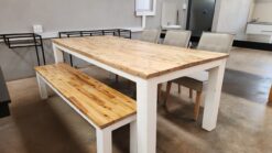 Coricraft 8 Seater patio set with 3 beige chairs and a bench