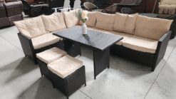New Sandton Wicker patio corner with a table and 2 stools