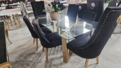 New Hamilton Gold Glass top 6 seater dining suite