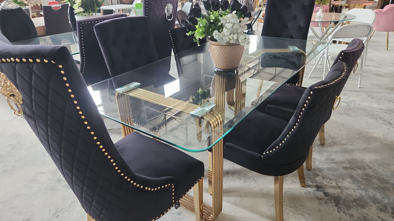 New Hamilton Gold Glass top 6 seater dining suite - Image 3