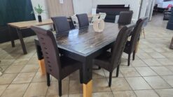 Custom demo 8 seater dining/patio table with 6 brand new dining chairs