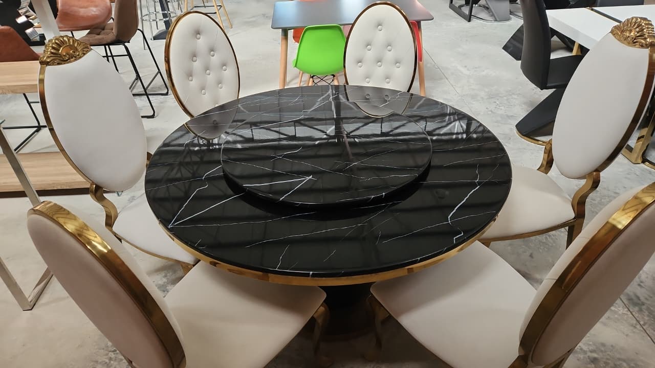 Maldova gold round 6 seater dining room suite - Image 3
