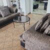 2 piece grey and black fabric lounge suite